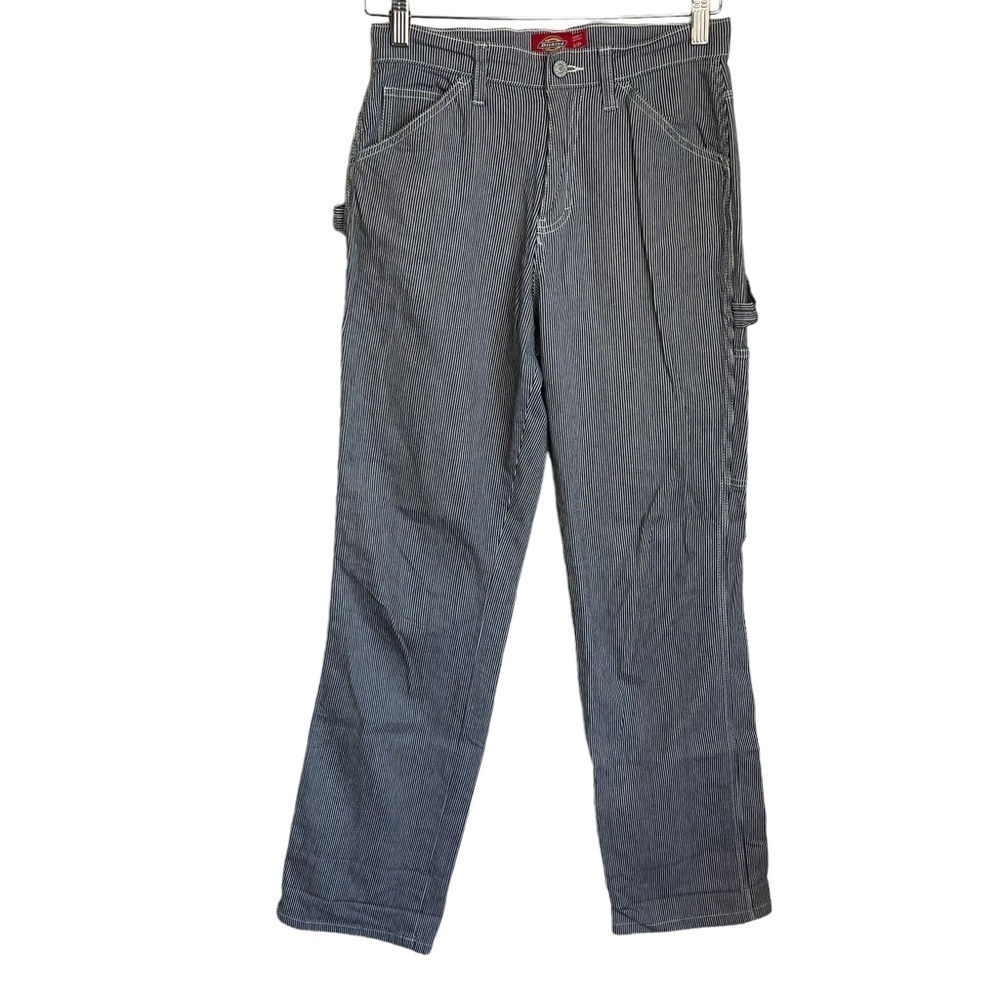 Dickies Girl Junior's Hickory Striped Relaxed Fit Cargo Painters Pants S…